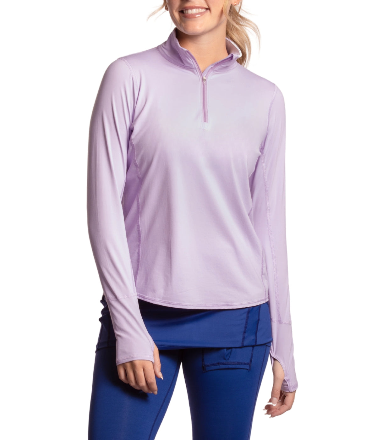  BloqUV BloqUV Women's UPF 50+ Sun Protection Relaxed Mock Neck Quarter Zip Top - Lavender - Bonton