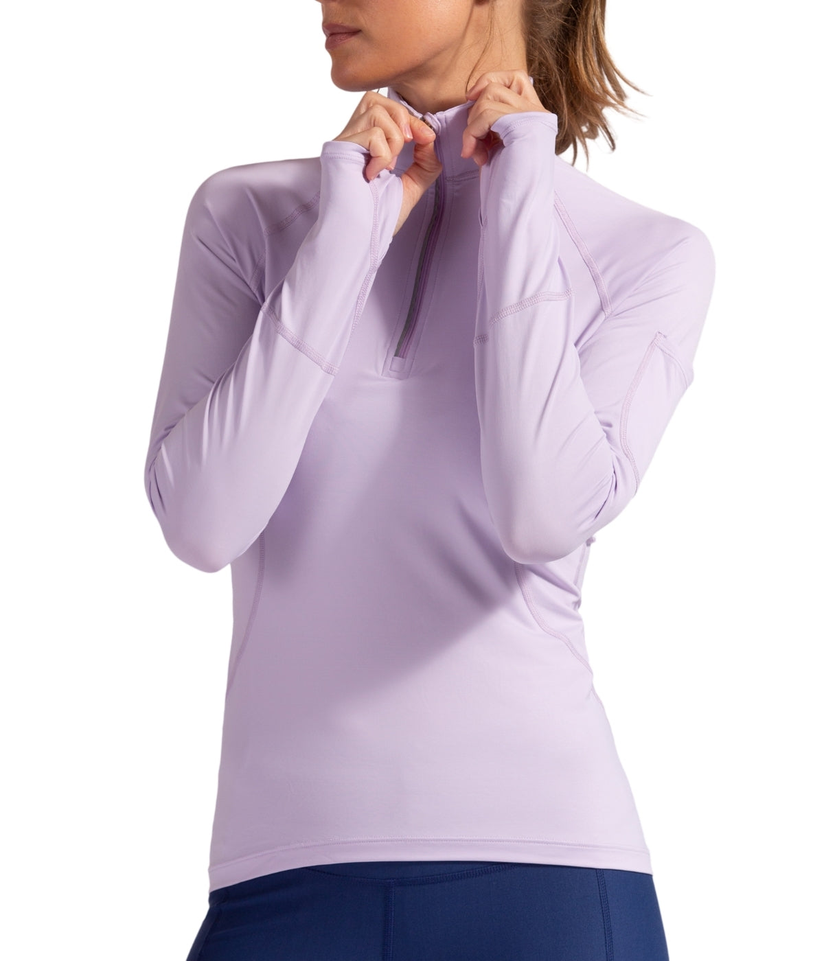  BloqUV BloqUV Women's UPF 50+ Sun Protection Mock Neck Quarter Zip Top - Lavender - Bonton