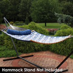 Heavy-Duty Quilted 2-Person Hammock with Curved Bamboo Spreader Bars - 450 lb Weight Capacity