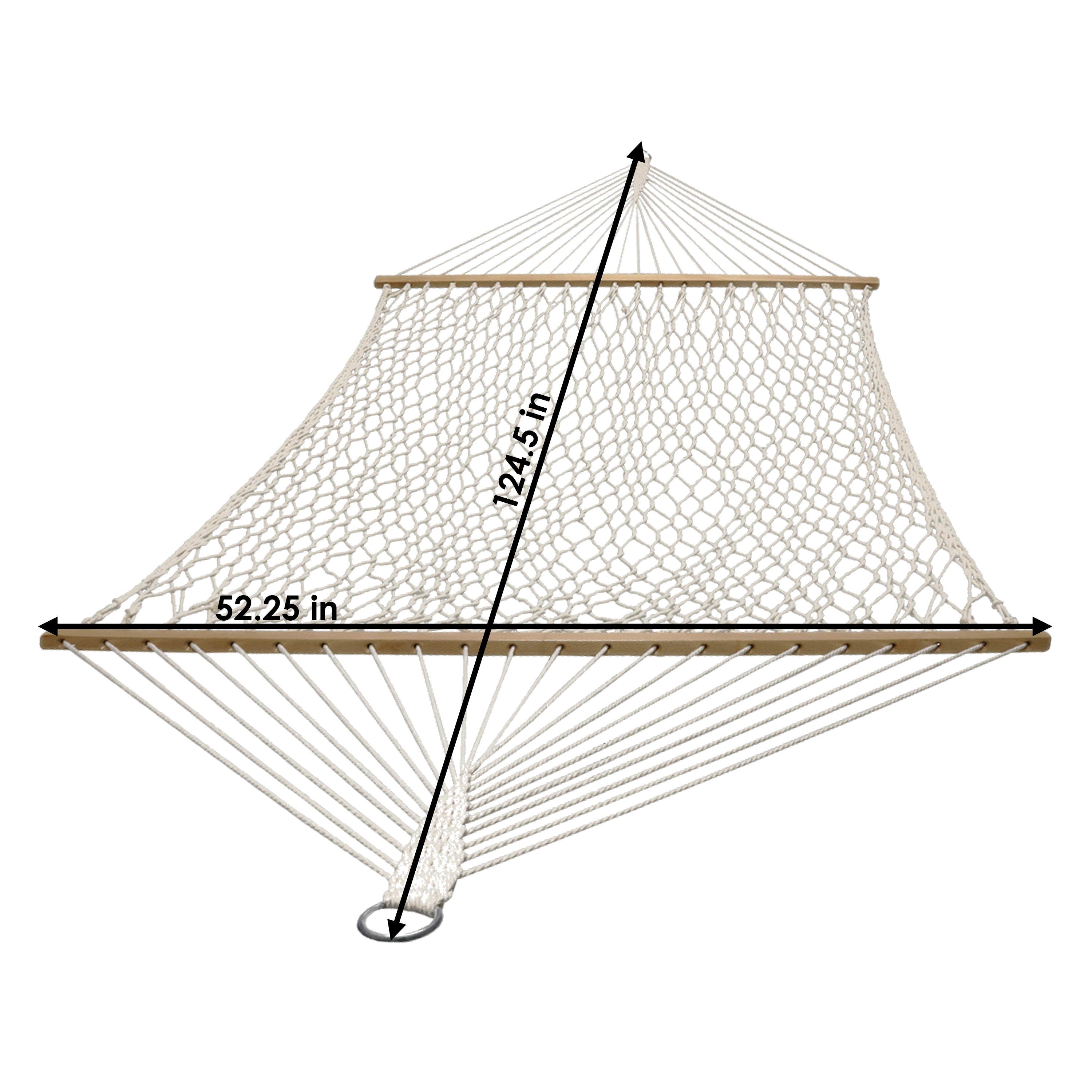  Sunnydaze Decor Large Two-Person Double Wide 100% Cotton Rope Hammock with Spreader Bars for Patio and Backyard - 450 lb Weight Capacity - Off-white - Bonton