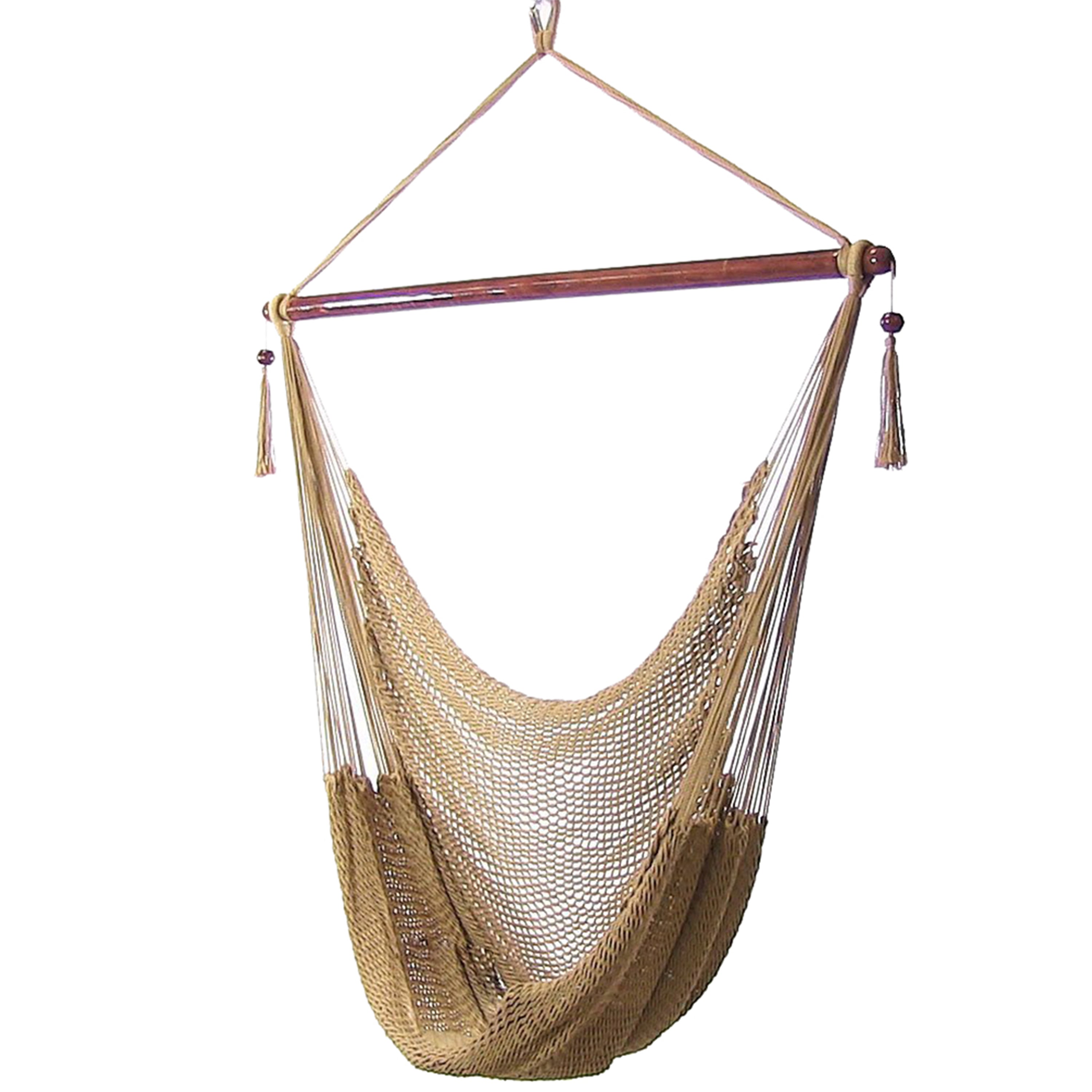  Sunnydaze Decor Caribbean Style Extra Large Hanging Rope Hammock Chair Swing - Mocha - Bonton