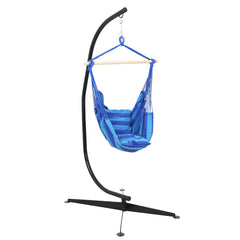 Double Cushion Hanging Rope Hammock Chair Swing with C-Stand - 265 lb Weight Capacity