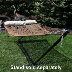 Double Wide 2-Person 100% Polyester Rope Hammock with Spreader Bars