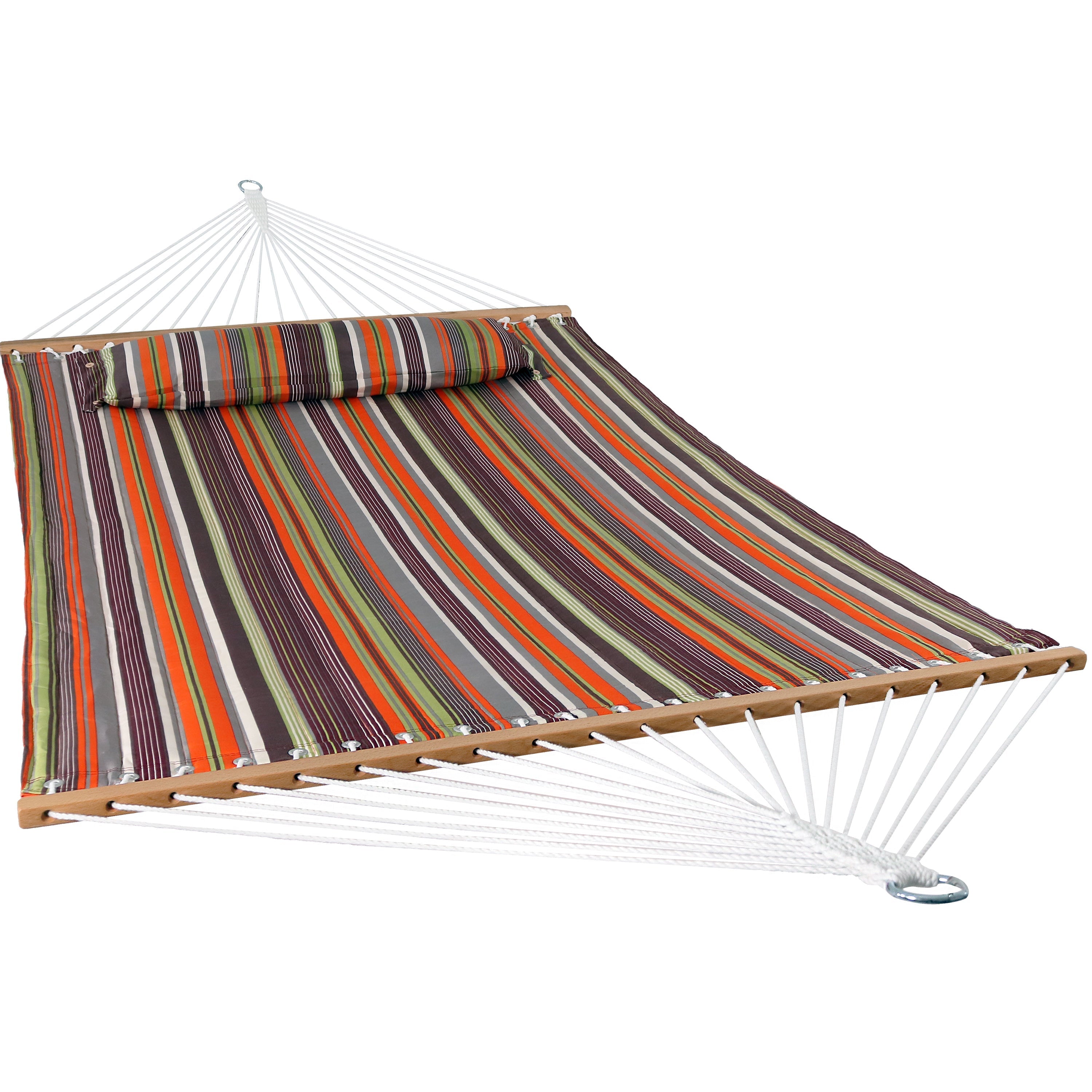  Sunnydaze Decor Quilted Fabric Hammock Two-Person with Spreader Bars - 450 lb Weight Capacity - Misty Beach - Bonton