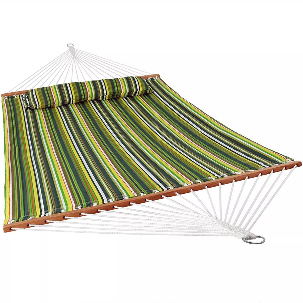  Sunnydaze Decor Quilted Fabric Hammock Two-Person with Spreader Bars - 450 lb Weight Capacity - Canyon Sunset - Bonton