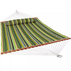 Quilted Fabric Hammock Two-Person with Spreader Bars - 450 lb Weight Capacity