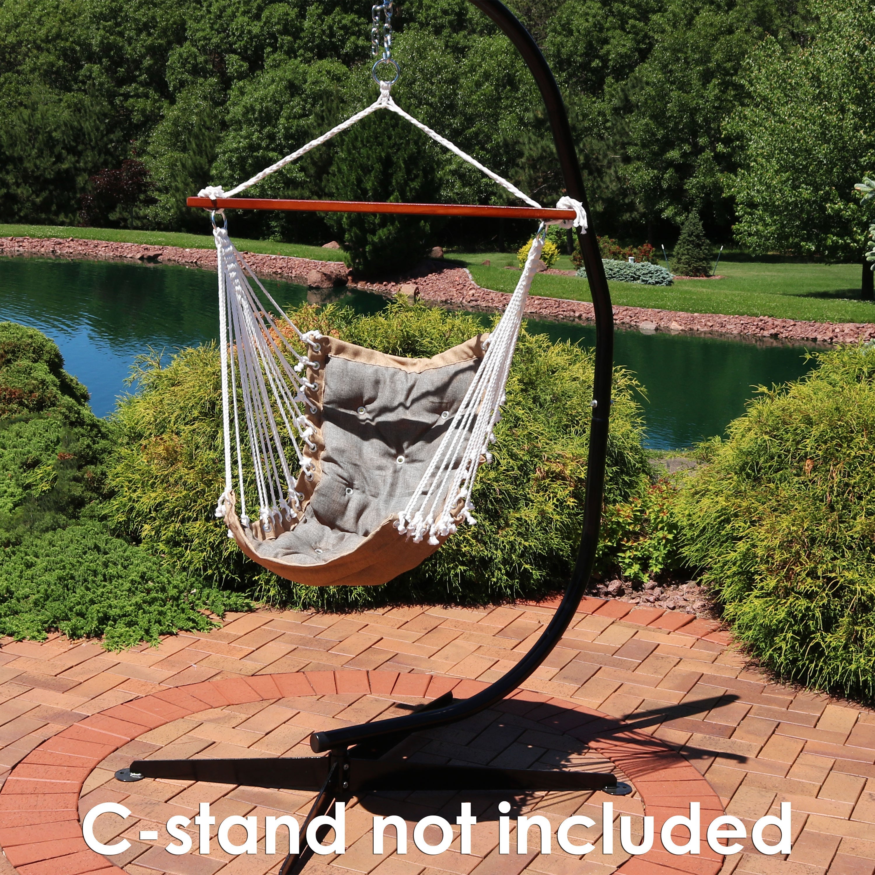  Sunnydaze Decor Large Tufted Victorian Hanging Hammock Chair Swing - 300 lb Weight Capacity - Gray - Bonton