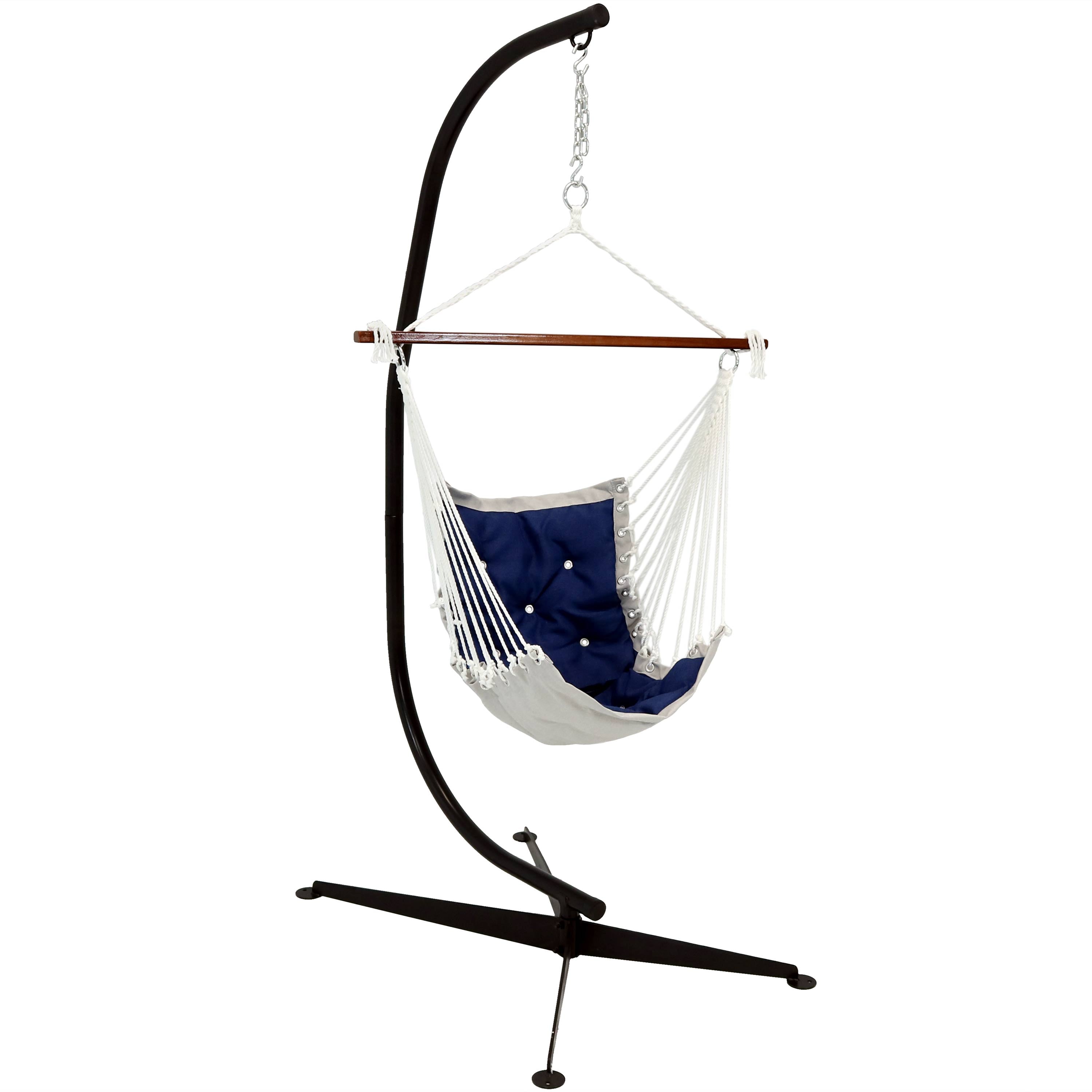  Sunnydaze Decor Tufted Victorian Hammock Hanging Chair with Stand - Sea Grass - Bonton