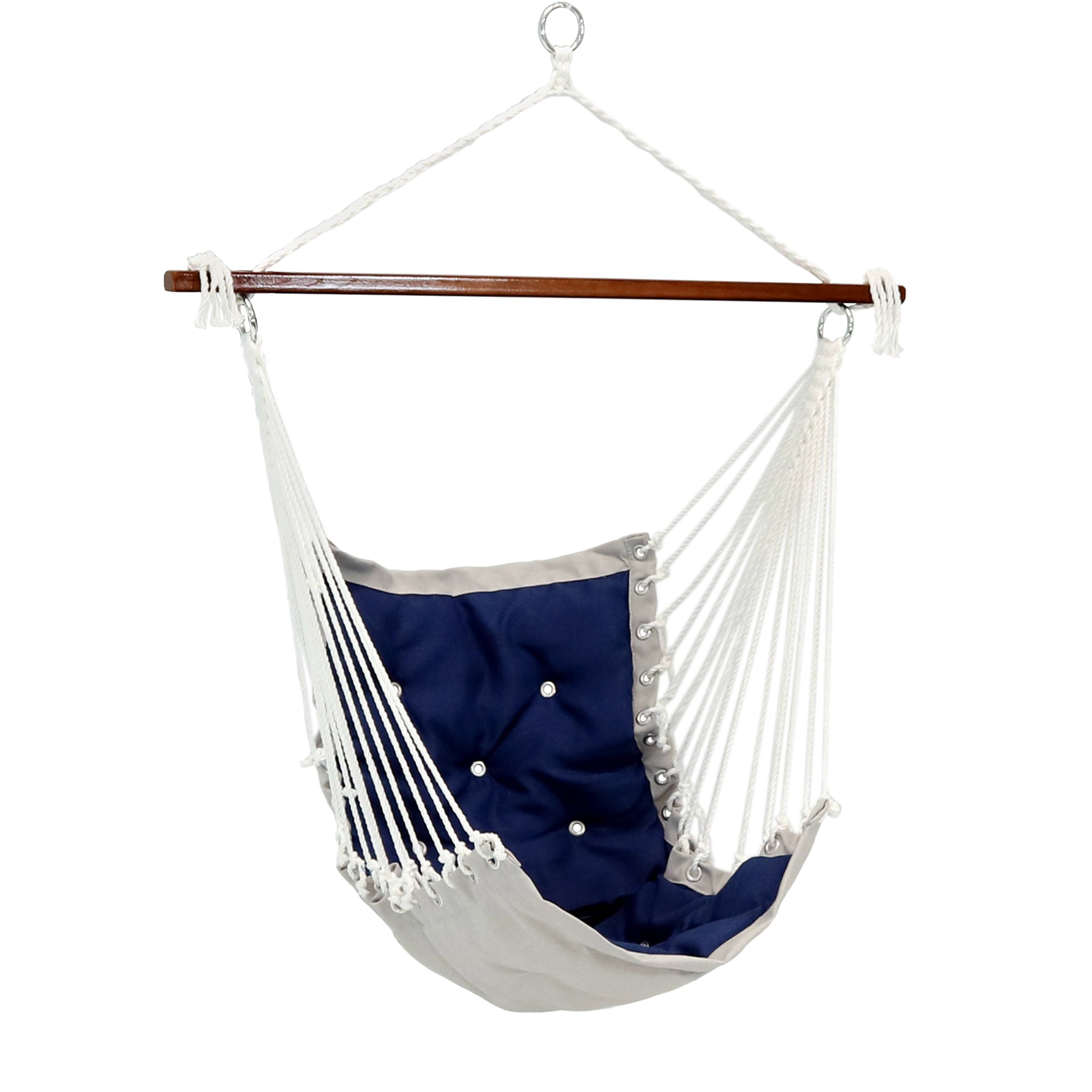  Sunnydaze Decor Large Tufted Victorian Hanging Hammock Chair Swing - 300 lb Weight Capacity - Gray - Bonton