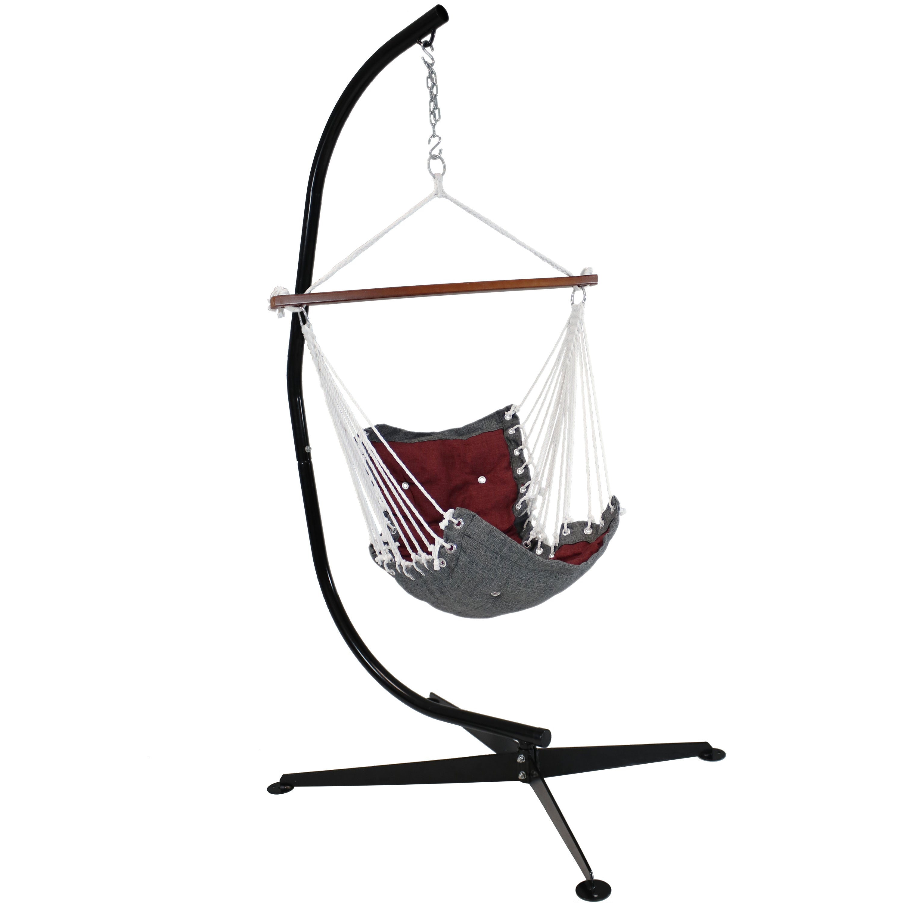  Sunnydaze Decor Tufted Victorian Hammock Hanging Chair with Stand - Red - Bonton