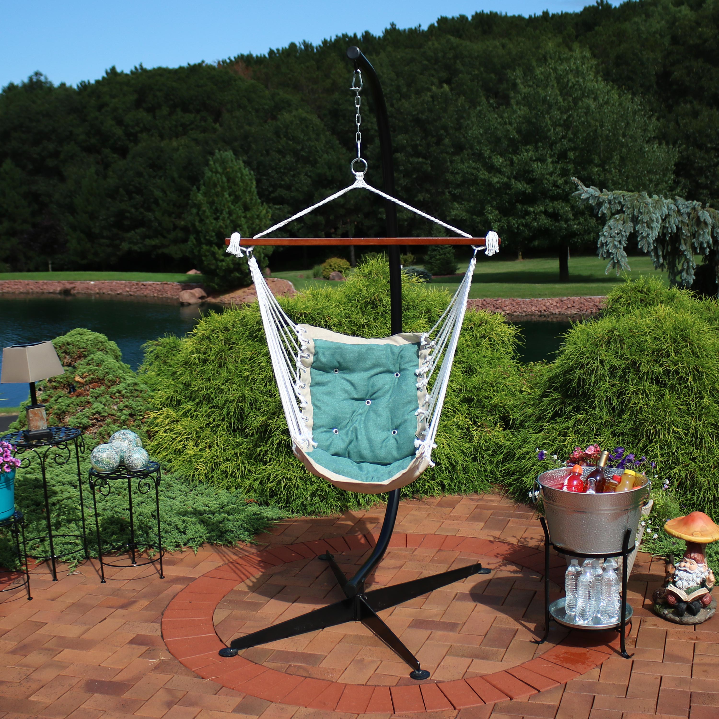  Sunnydaze Decor Tufted Victorian Hammock Hanging Chair with Stand - Gray - Bonton