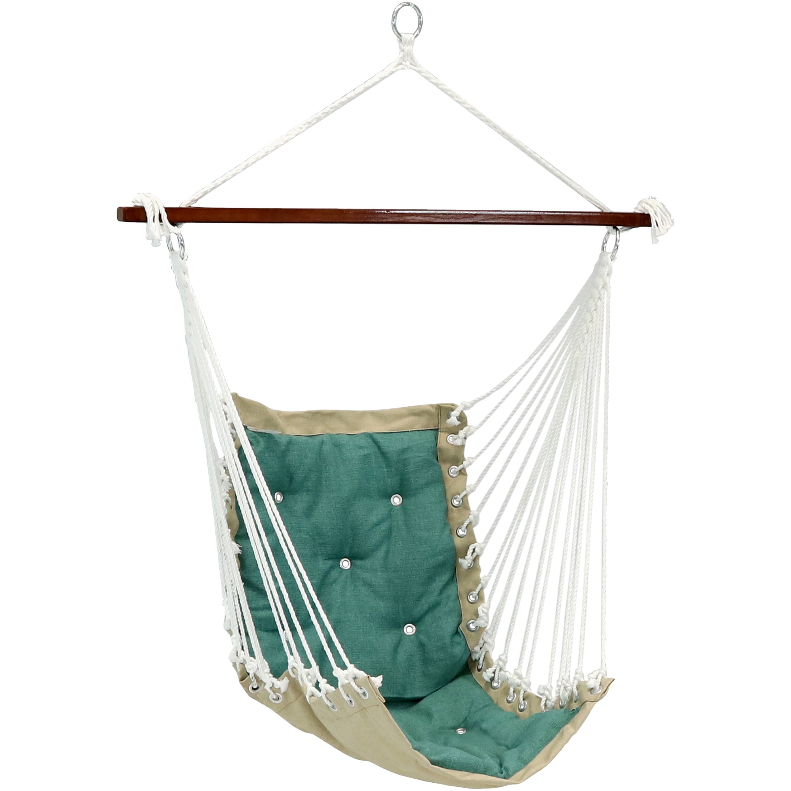  Sunnydaze Decor Large Tufted Victorian Hanging Hammock Chair Swing - 300 lb Weight Capacity - Navy Blue - Bonton