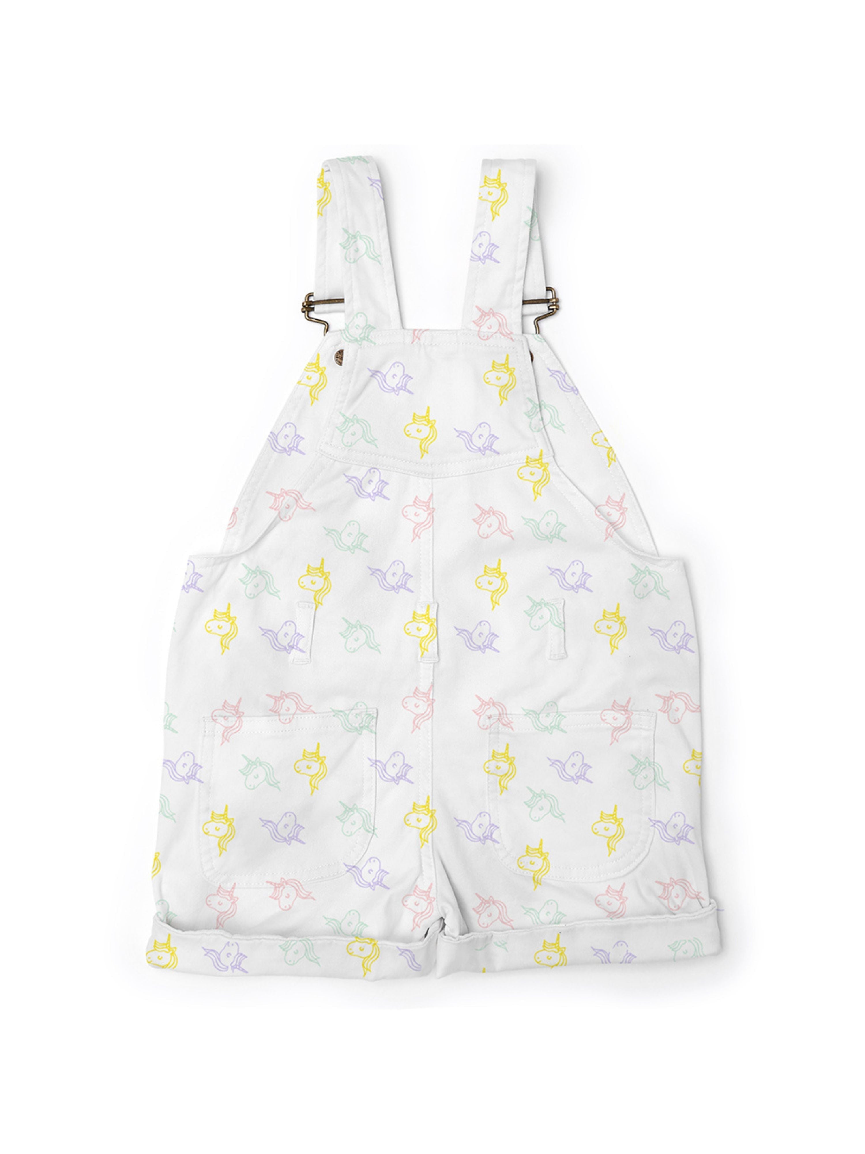  Dotty Dungarees Unicorn Print Overall Shorts - Multi - Bonton