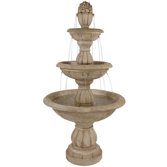 61"H Electric Polyresin and Fiberglass 3-Tier Cornucopia Water Fountain