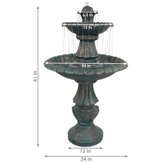 41"H Electric Polyresin and Fiberglass 2-Tier Nouveau Water Fountain