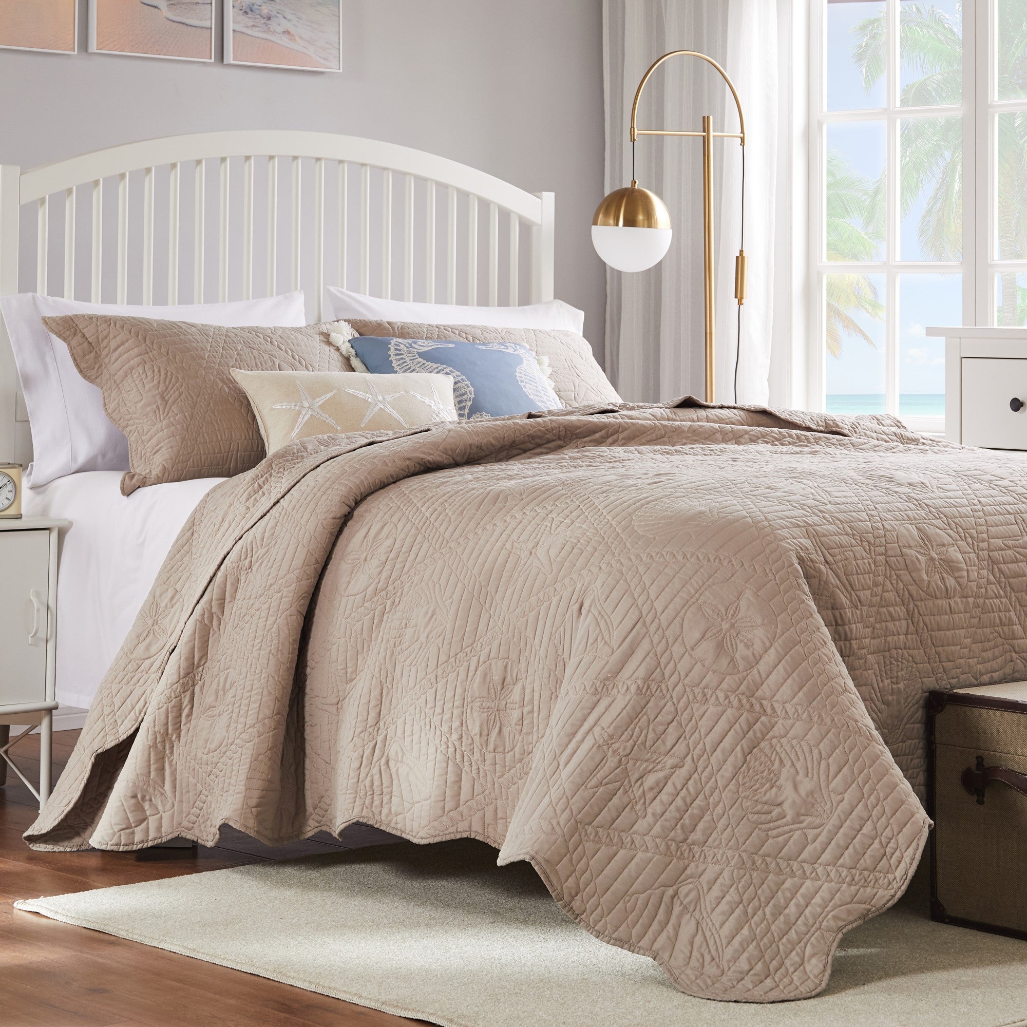  Greenland Home Fashions La Jolla Solid Color Quilt Set - Taupe - Bonton