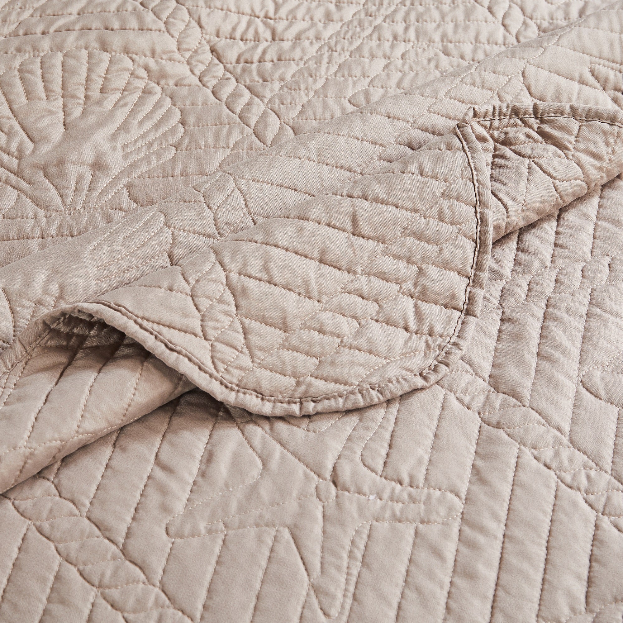  Greenland Home Fashions La Jolla Solid Color Quilt Set - Taupe - Bonton