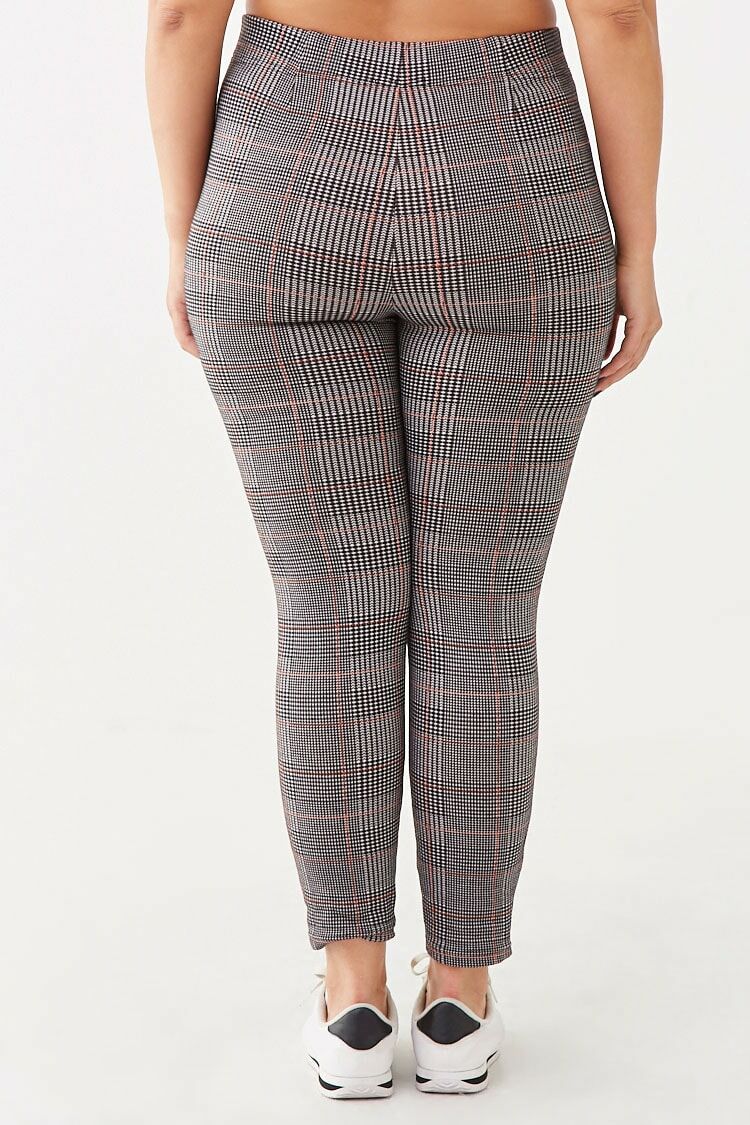  Forever 21 Plus Size Houndstooth Print Leggings - black-ivory - Bonton