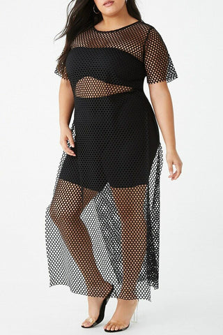 Plus Size Mesh Maxi Dress