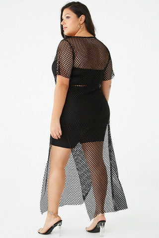 Plus Size Mesh Maxi Dress