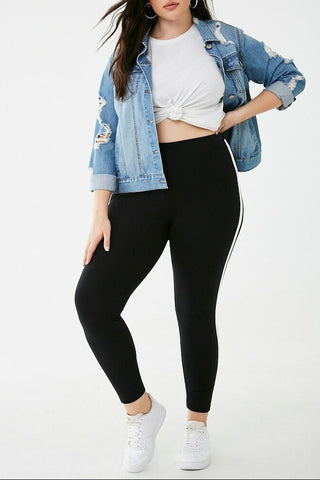Plus Size Striped-Trim Leggings