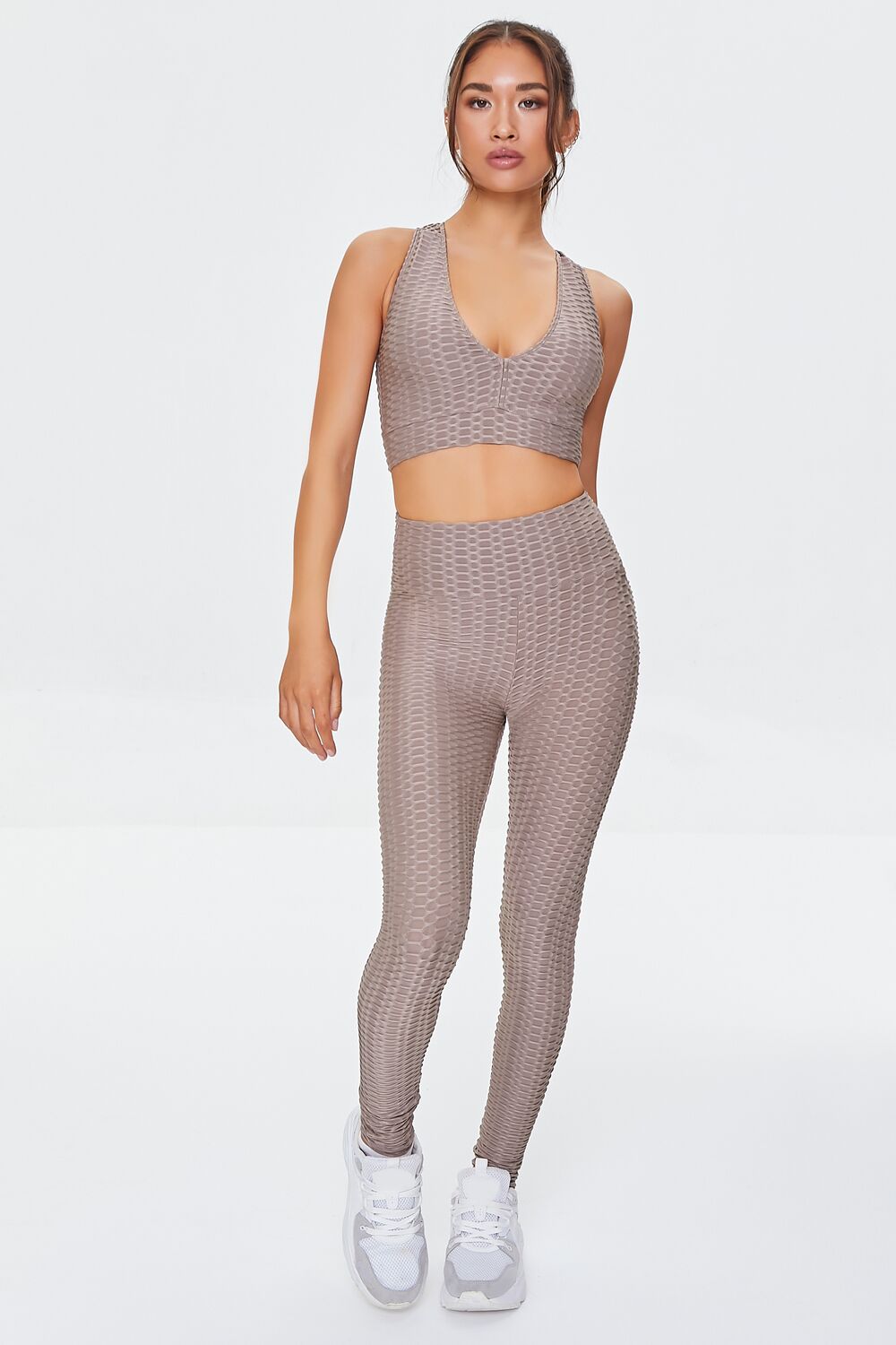  Forever 21 Active Honeycomb Leggings - taupe - Bonton
