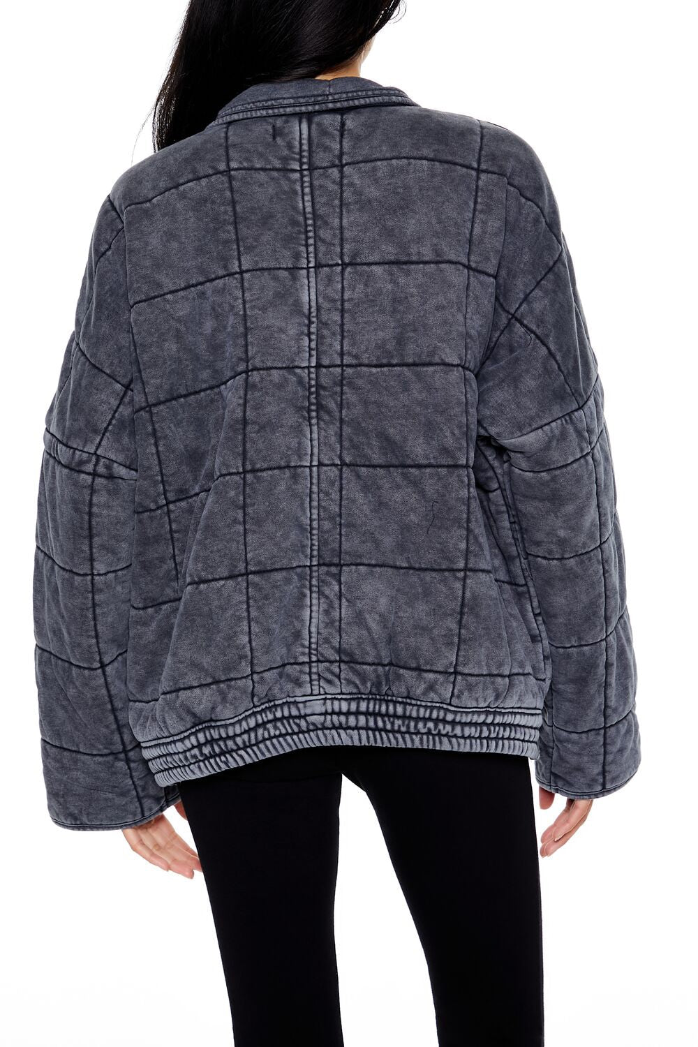  Forever 21 Quilted Zip-Up Jacket - avocado-swatch - Bonton