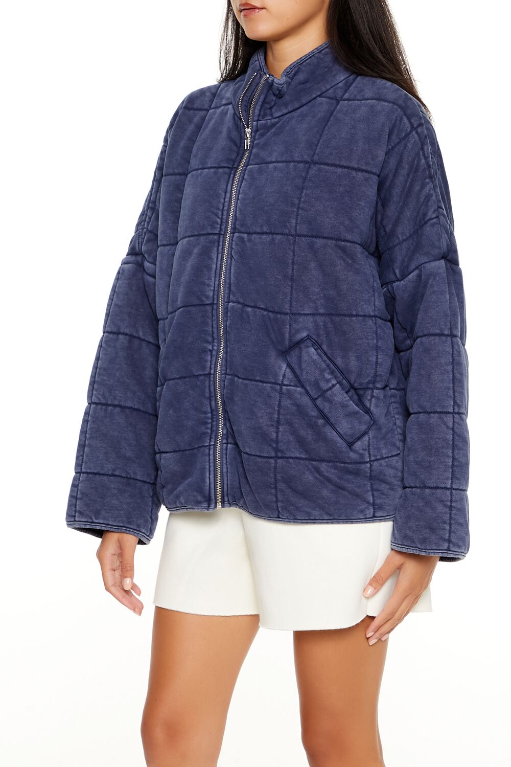  Forever 21 Quilted Zip-Up Jacket - avocado-swatch - Bonton
