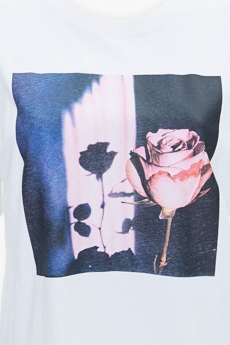  Forever 21 Plus Size Rose Tee - white multi - Bonton