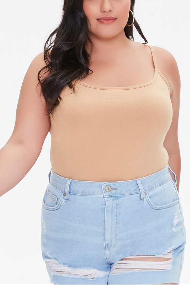  Forever 21 Plus Size Basic Cami Bodysuit - dusty pink - Bonton