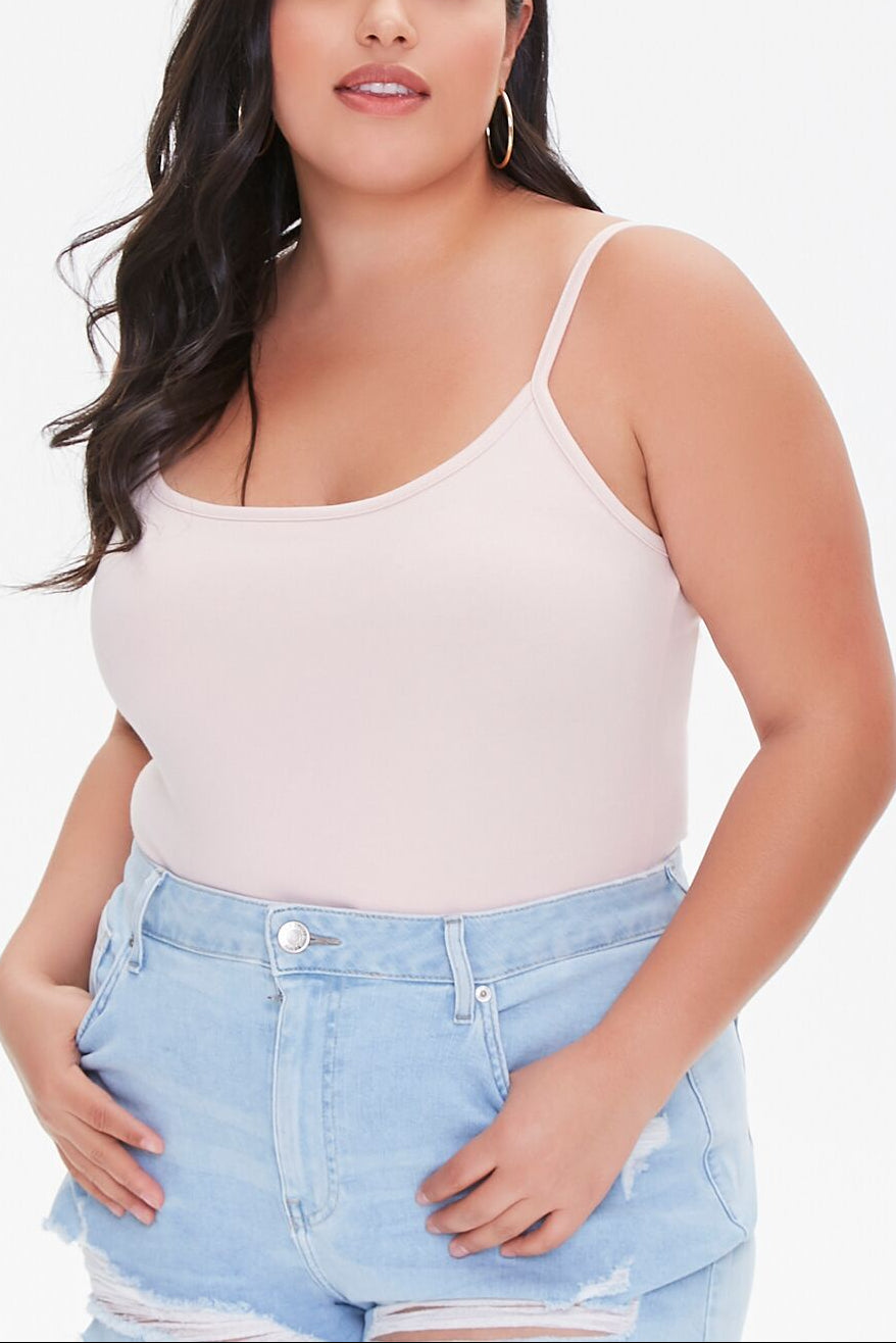  Forever 21 Plus Size Basic Cami Bodysuit - dusty pink - Bonton