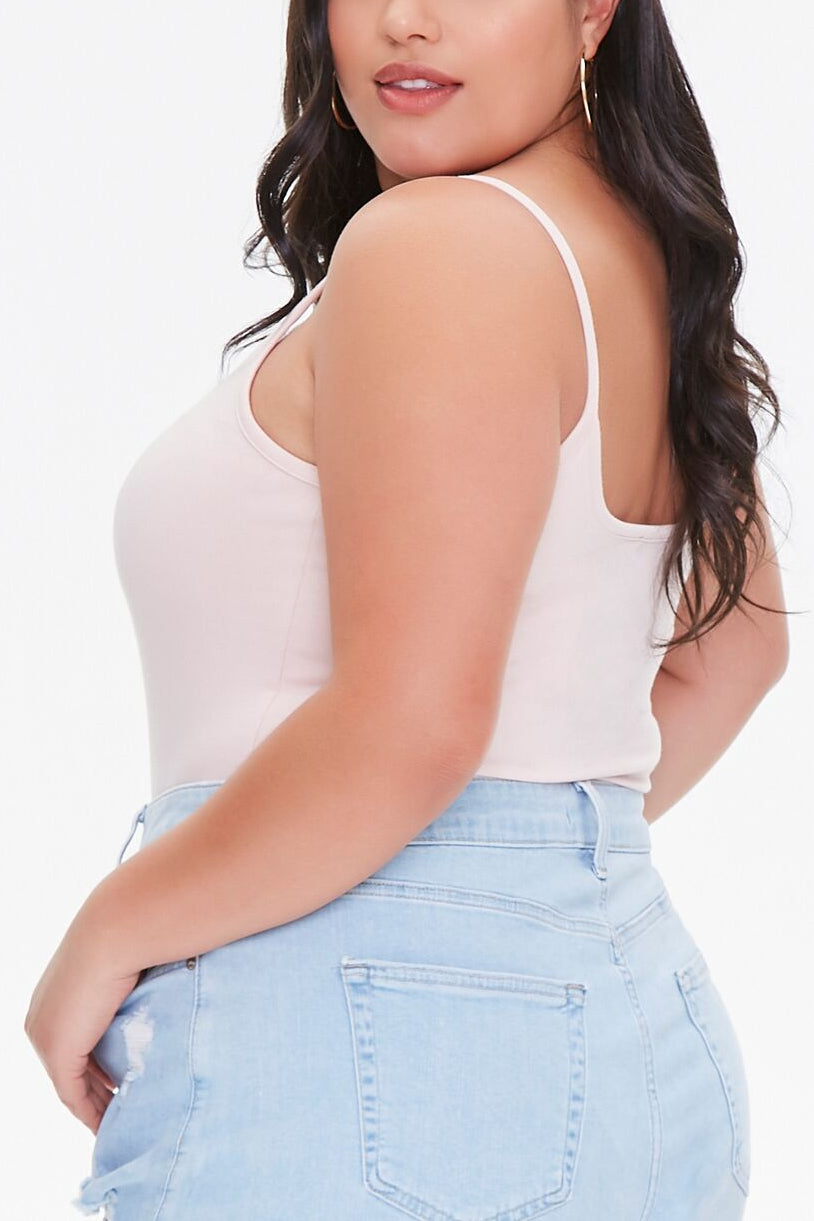  Forever 21 Plus Size Basic Cami Bodysuit - dusty pink - Bonton