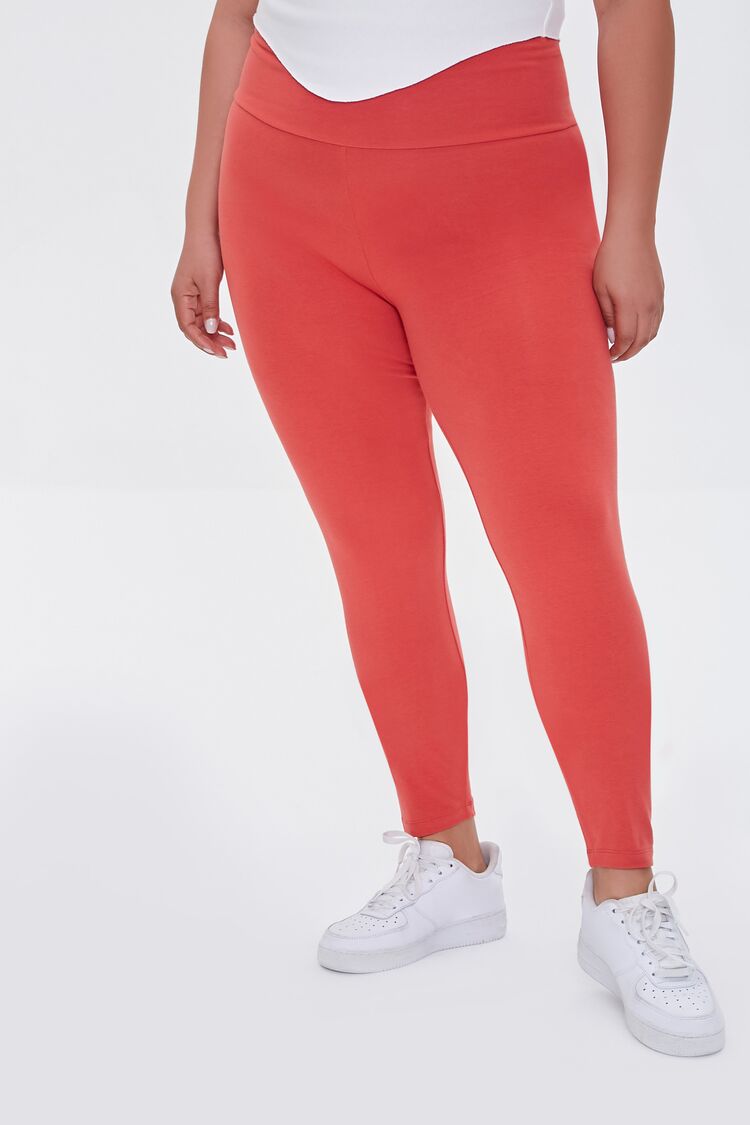  Forever 21 Plus Size Basic High-Rise Leggings - red - Bonton