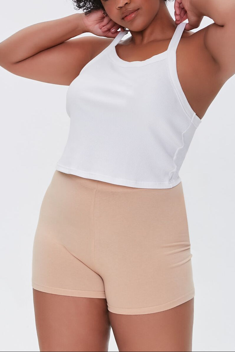 Forever 21 Plus Size Basic Cotton Hot Shorts - white - Bonton