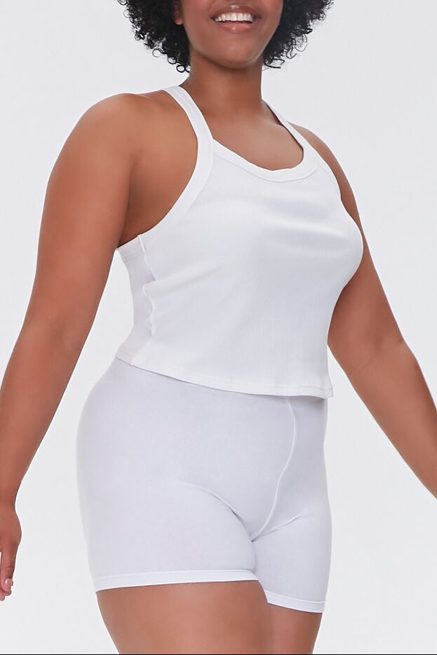  Forever 21 Plus Size Basic Cotton Hot Shorts - white - Bonton