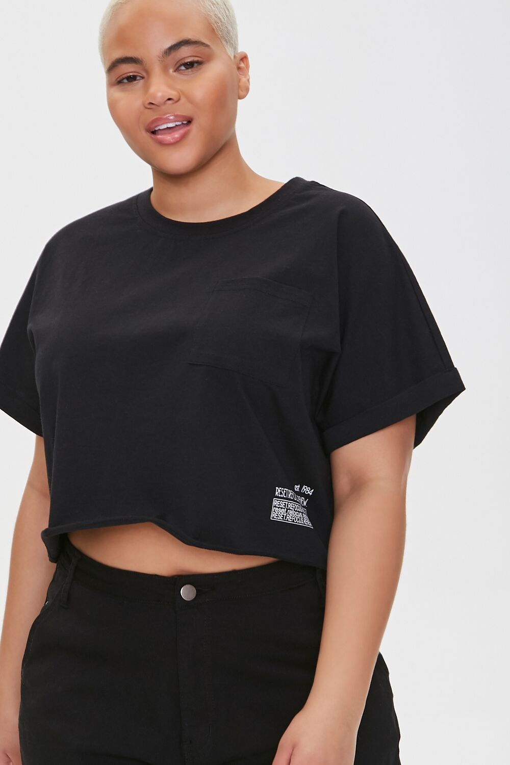  Forever 21 Plus Size Active Pocket Tee - black - Bonton