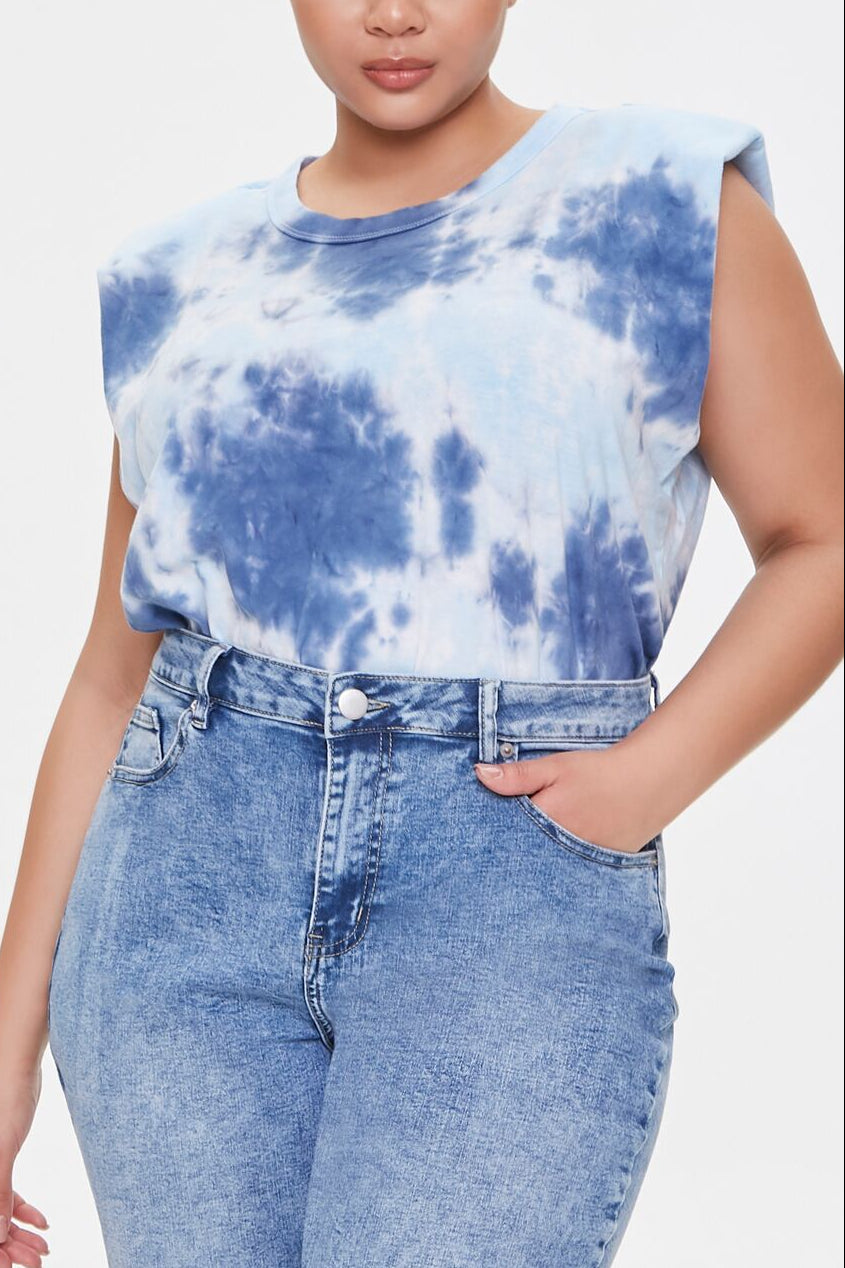  Forever 21 Padded Tie-Dye Muscle Tee - navy light blue - Bonton