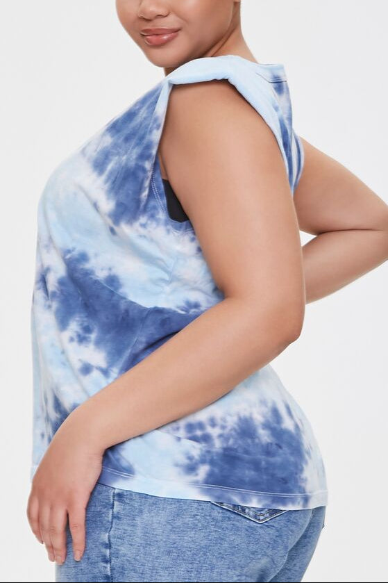  Forever 21 Padded Tie-Dye Muscle Tee - navy light blue - Bonton