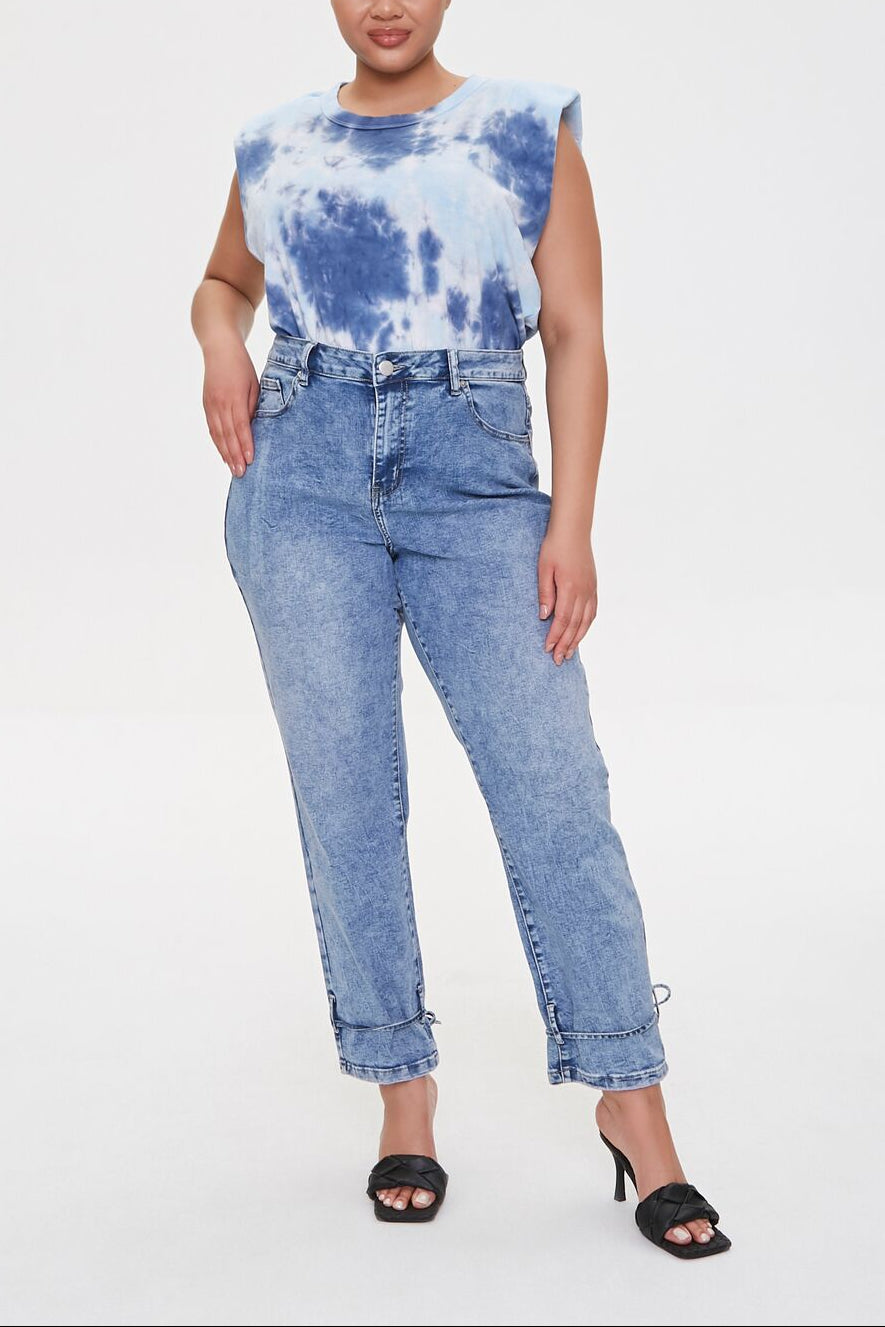  Forever 21 Padded Tie-Dye Muscle Tee - navy light blue - Bonton