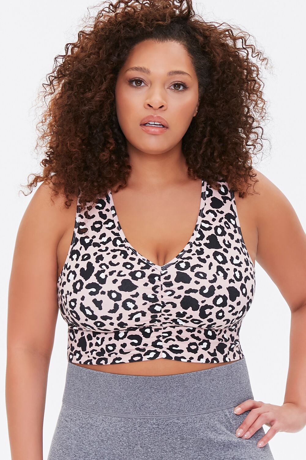  Forever 21 Plus Size Leopard Print Sports Bra - tan multi - Bonton