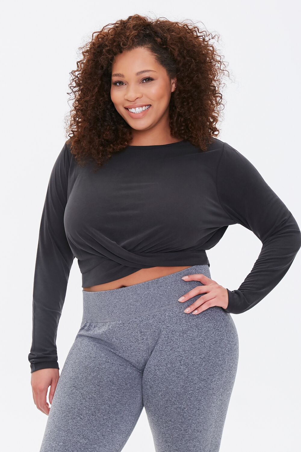  Forever 21 Plus Size Active Twisted Top - black - Bonton
