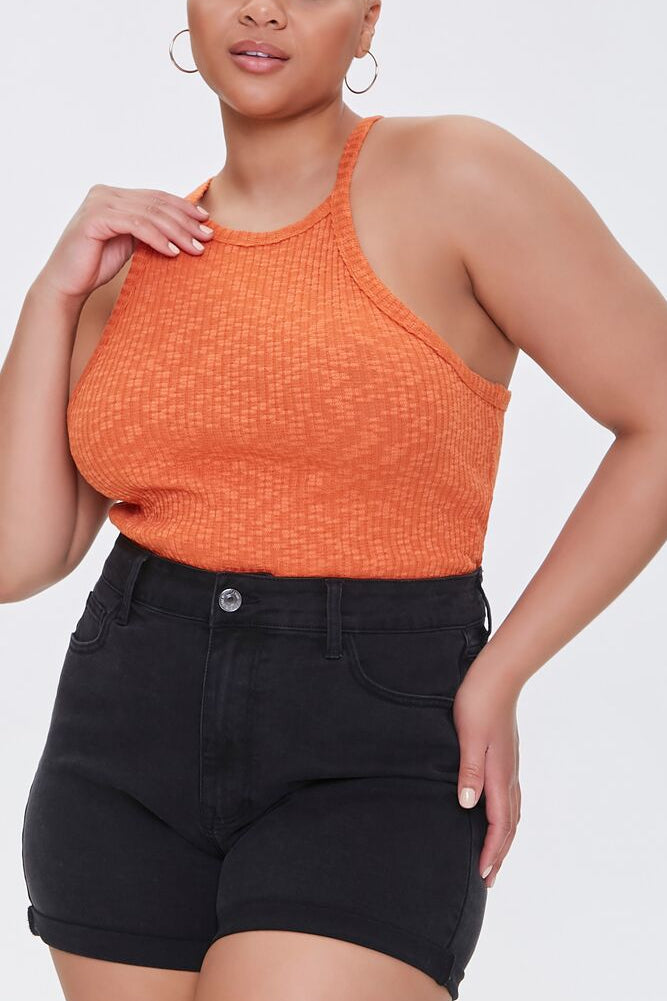  Forever 21 Plus Size Ribbed Slub Knit Cami - dark orange - Bonton