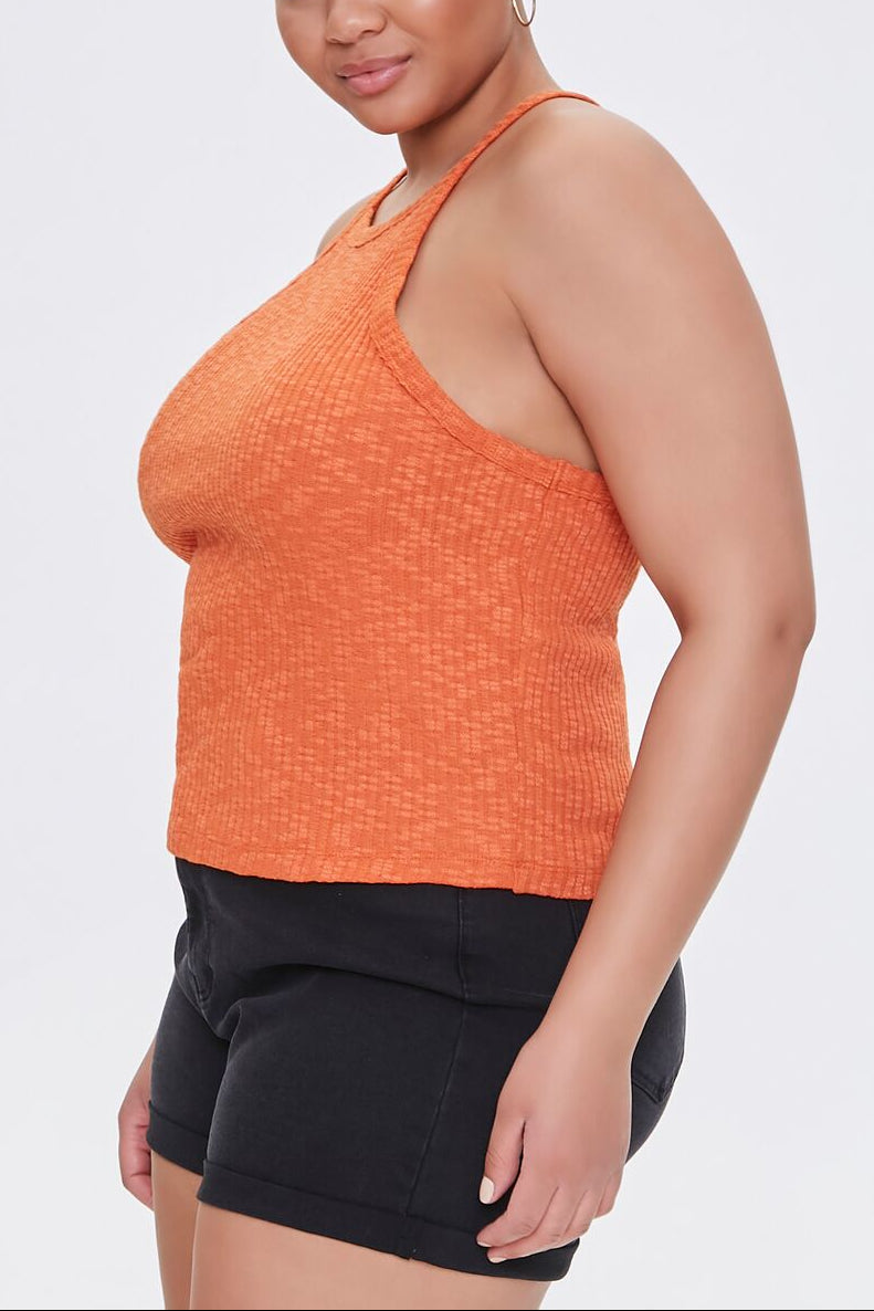  Forever 21 Plus Size Ribbed Slub Knit Cami - dark orange - Bonton