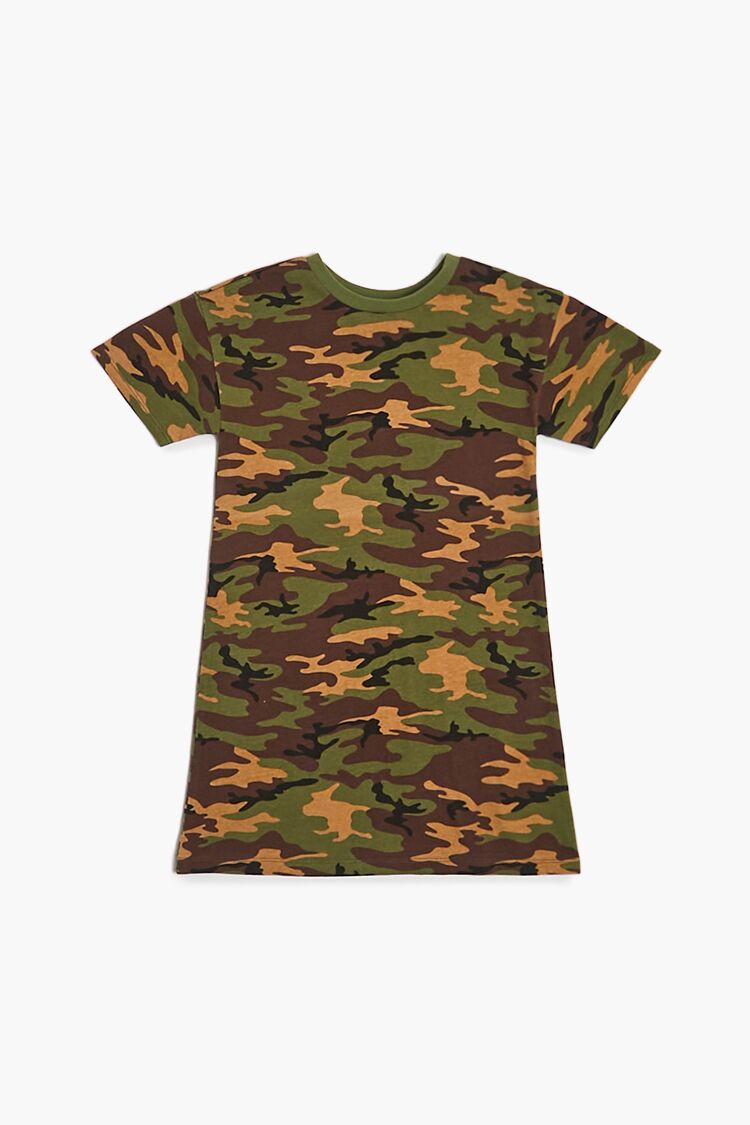  Forever 21 Girls Camo Print T-Shirt Dress (Kids) - green-multi-swatch - Bonton