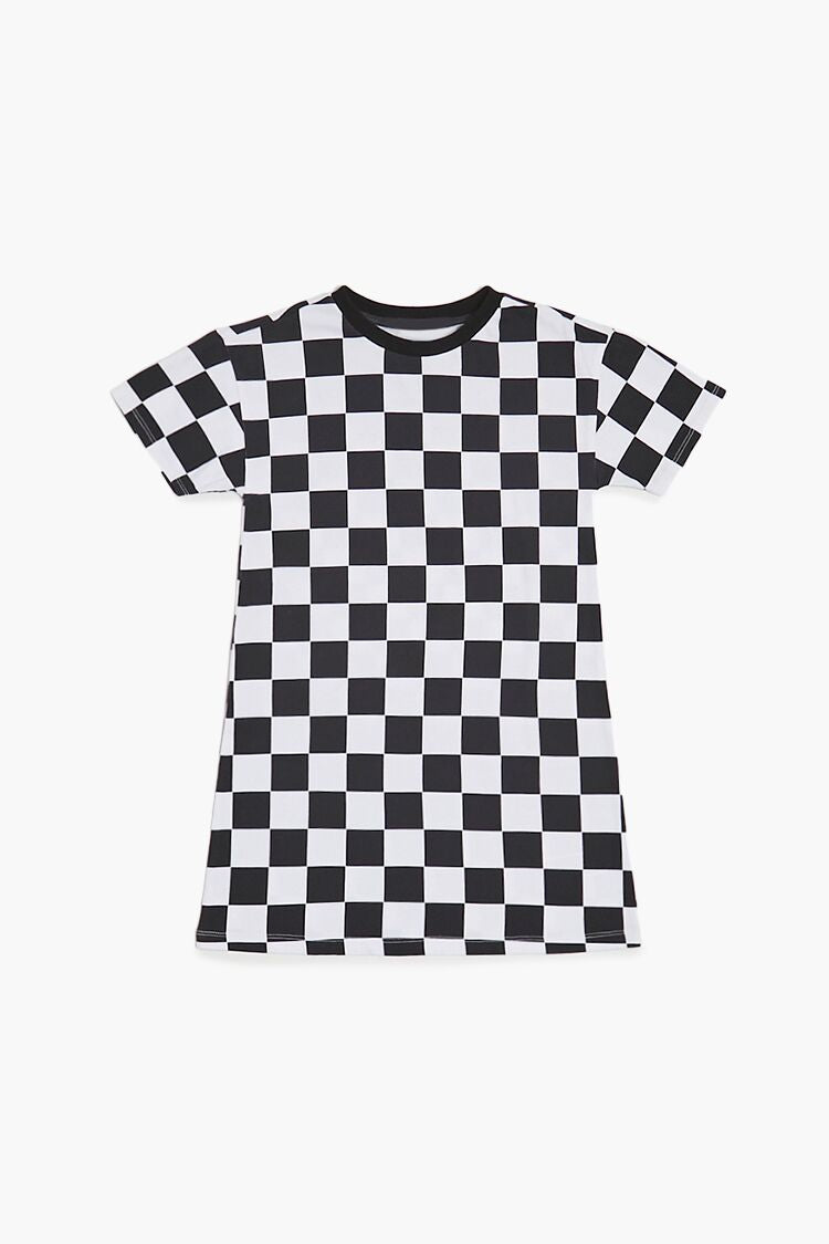  Forever 21 Girls Checkered Print T-Shirt Dress (Kids) - white-black-swatch - Bonton