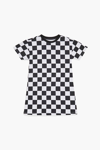 Girls Checkered Print T-Shirt Dress (Kids)