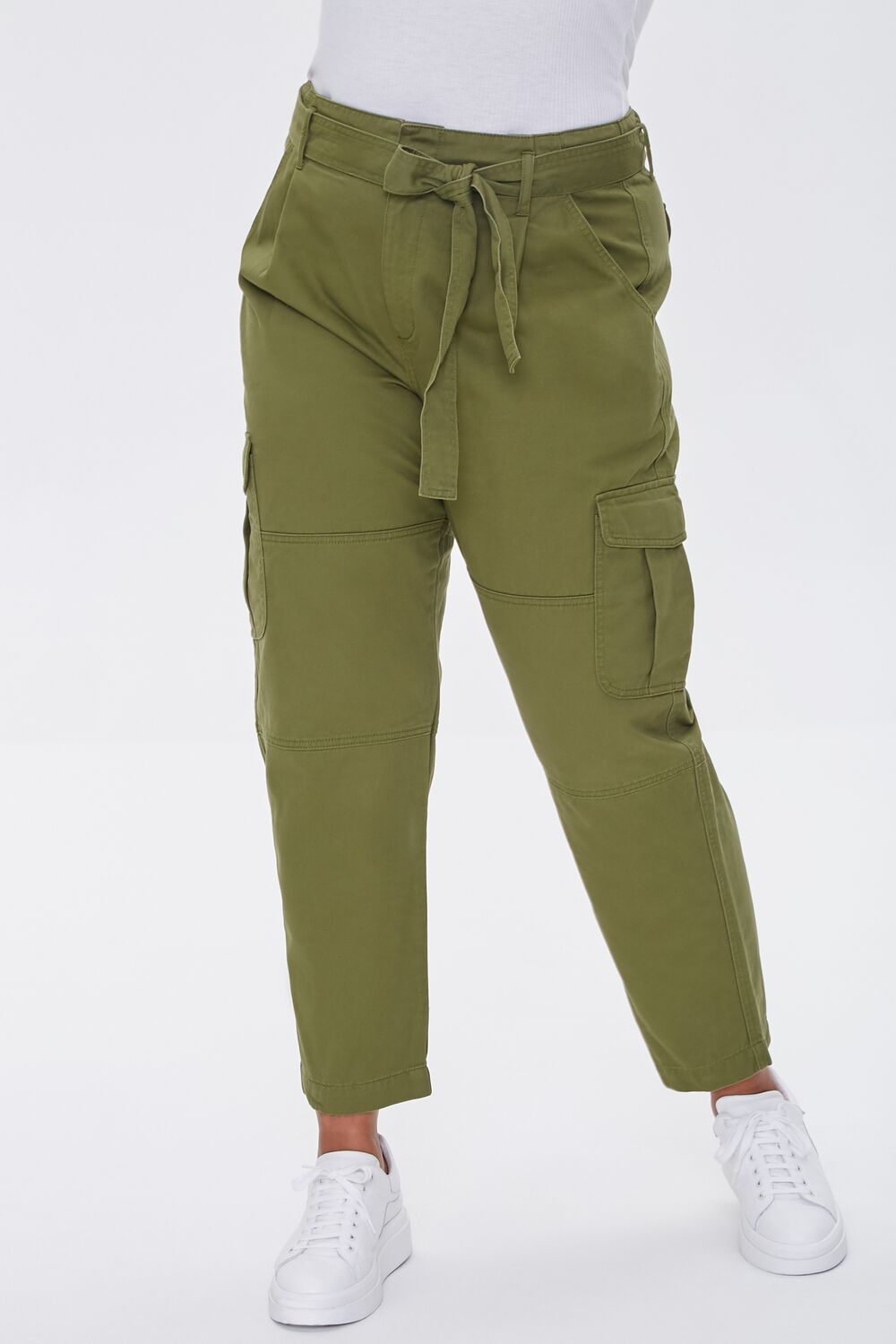  Forever 21 Plus Size Ankle Cargo Pants - olive - Bonton