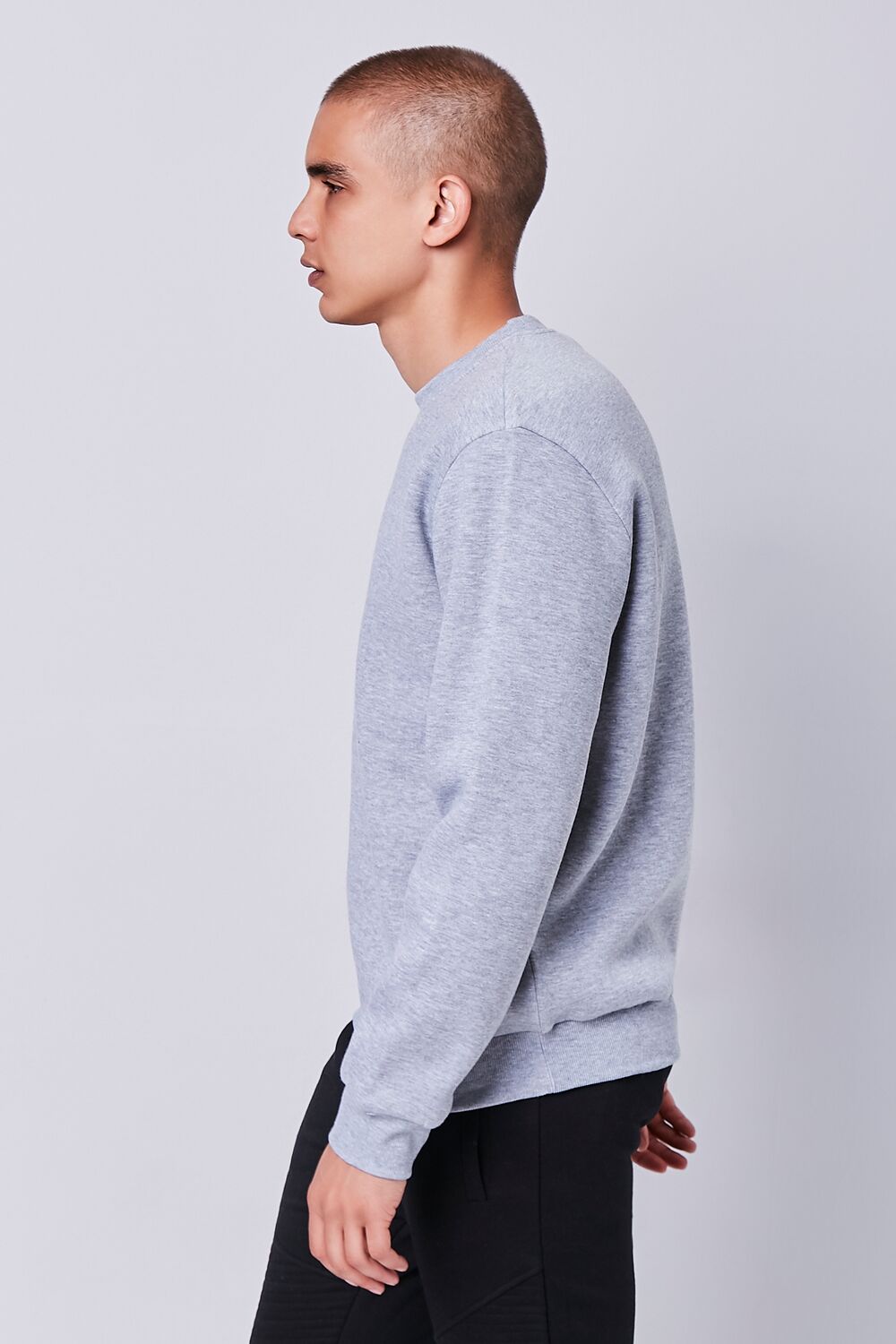  Forever 21 Heathered Fleece Crew Neck Sweatshirt - charcoal heather - Bonton