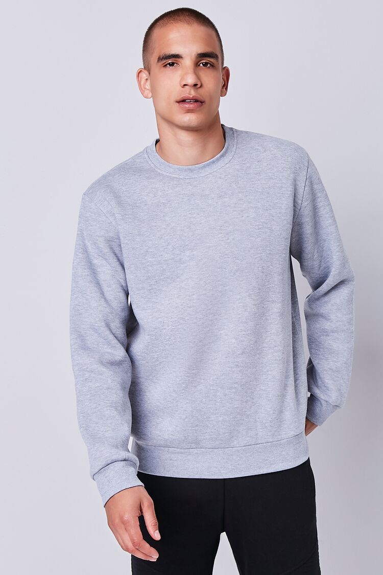  Forever 21 Heathered Fleece Crew Neck Sweatshirt - charcoal heather - Bonton
