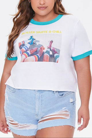 Plus Size Moxi Skates Ringer Tee